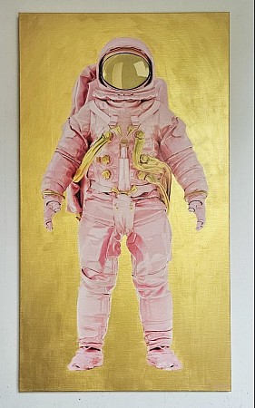 Roze Astronaut geschilderd door WVD ART